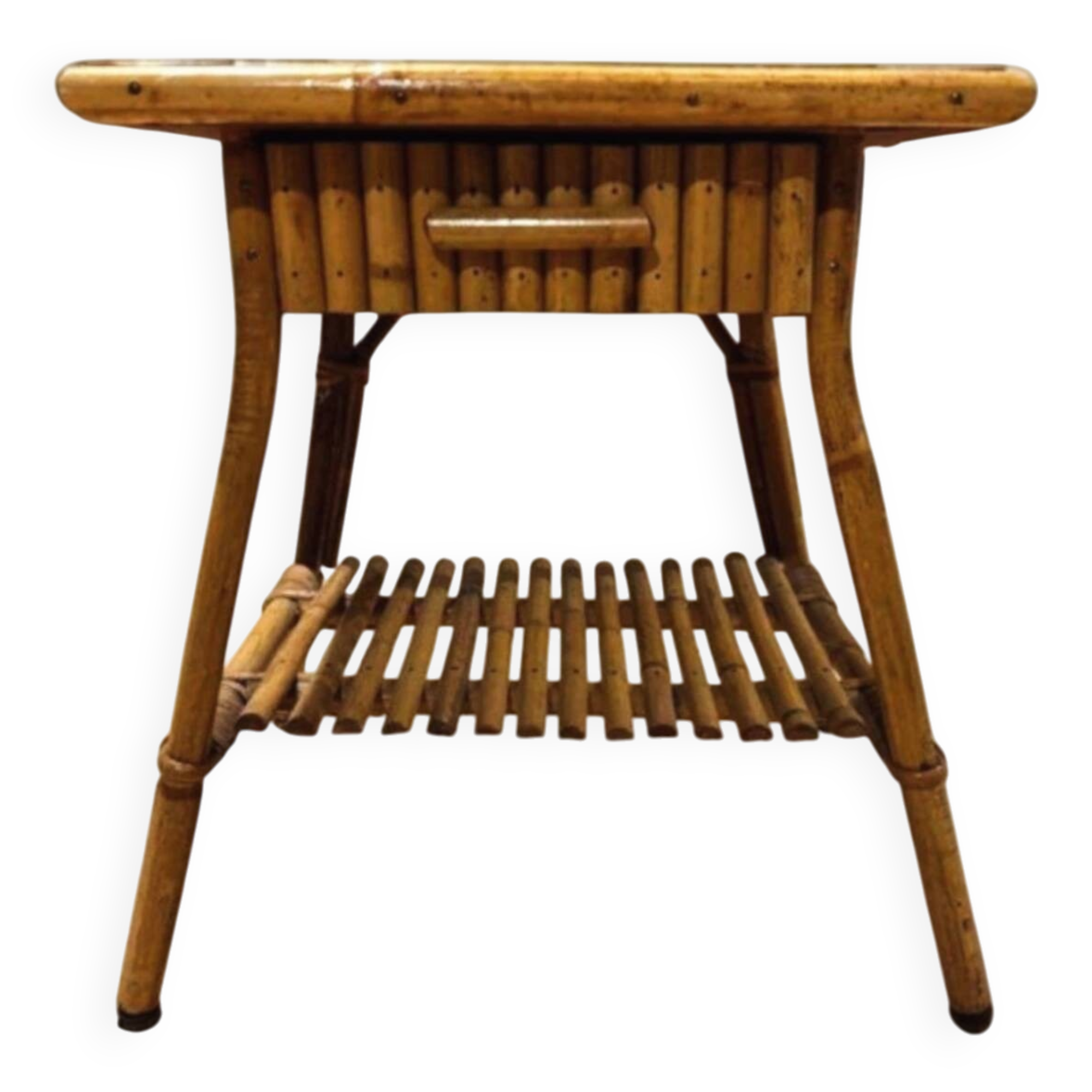 Bamboo and rattan bedside table