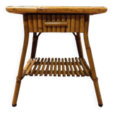 Bamboo and rattan bedside table