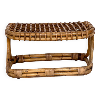 Tabouret design italien en rotin de bambou, 1960s