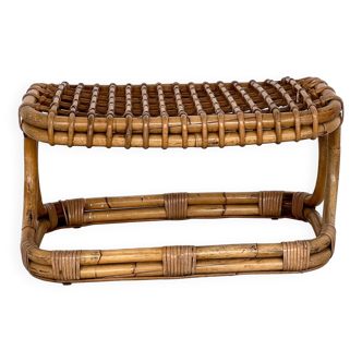 Italian Designer Stool in Bamboo Rattan, 1960s