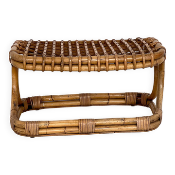 Italian Designer Stool in Bamboo Rattan, 1960s