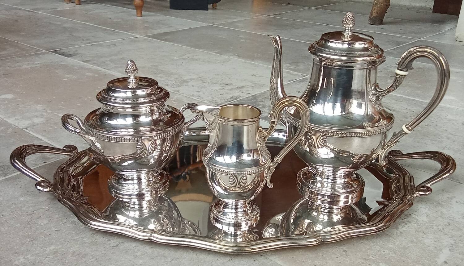 Old silver-plated coffee service