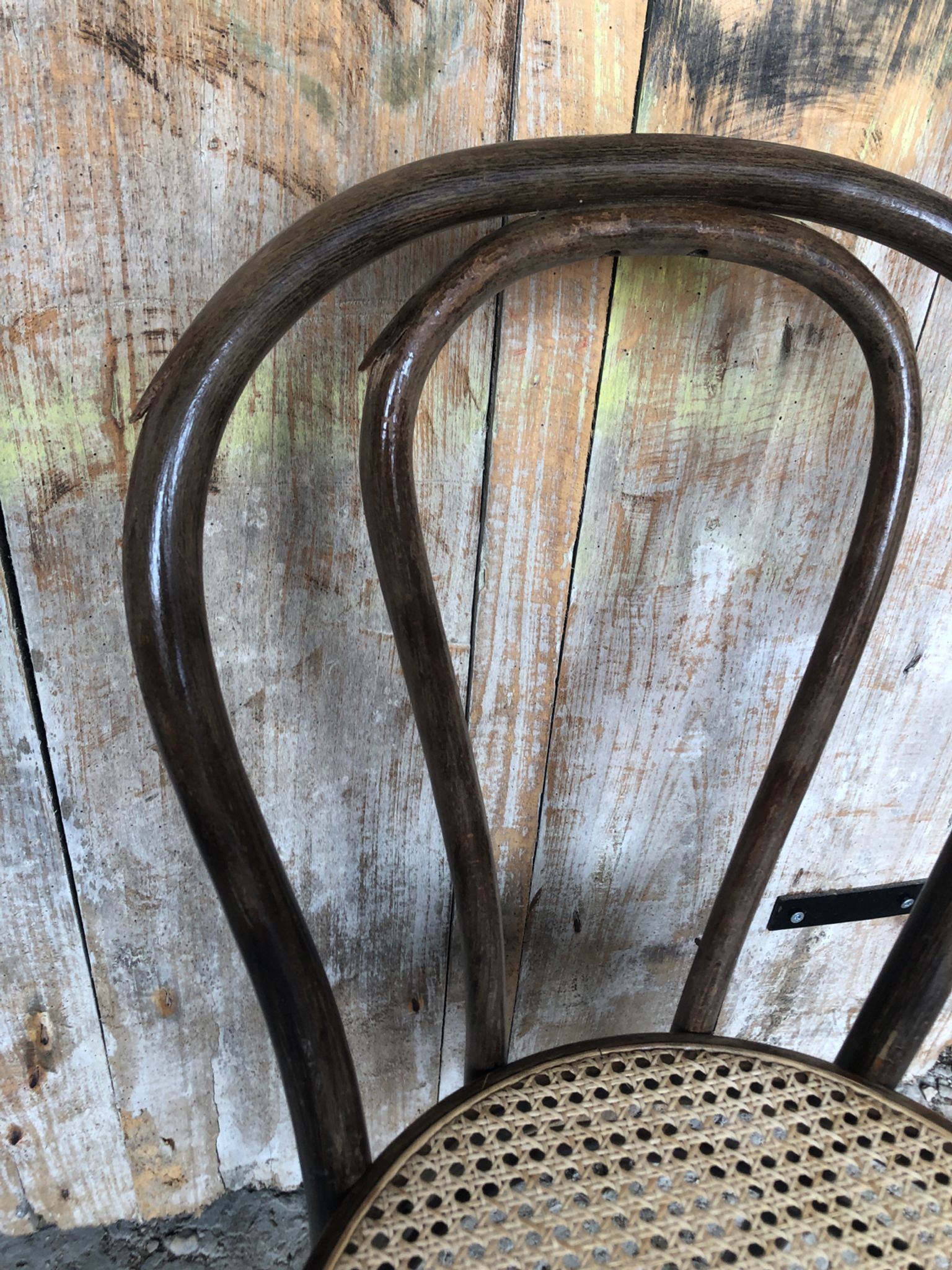 Chair bistrot style thonet dark wood & seat cannée 70s vintage #a233