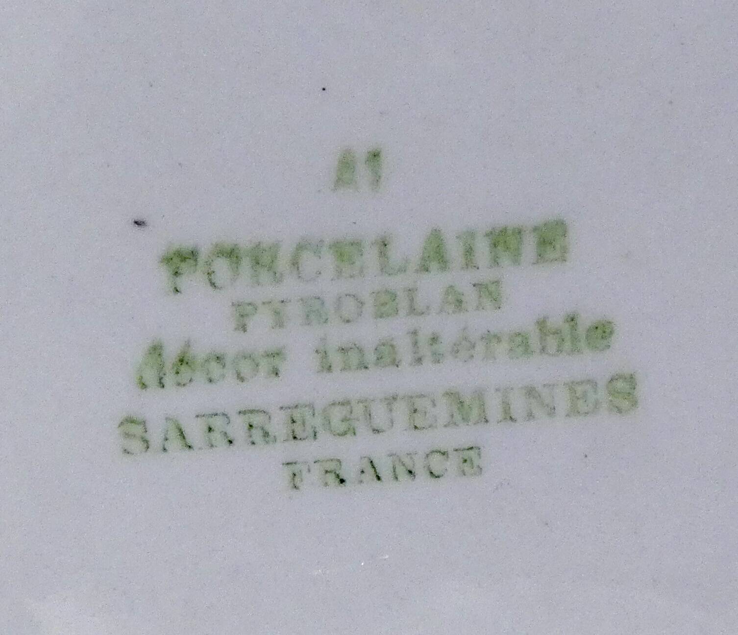 10 Sarreguemines dessert plates in vintage PYROBLAN porcelain