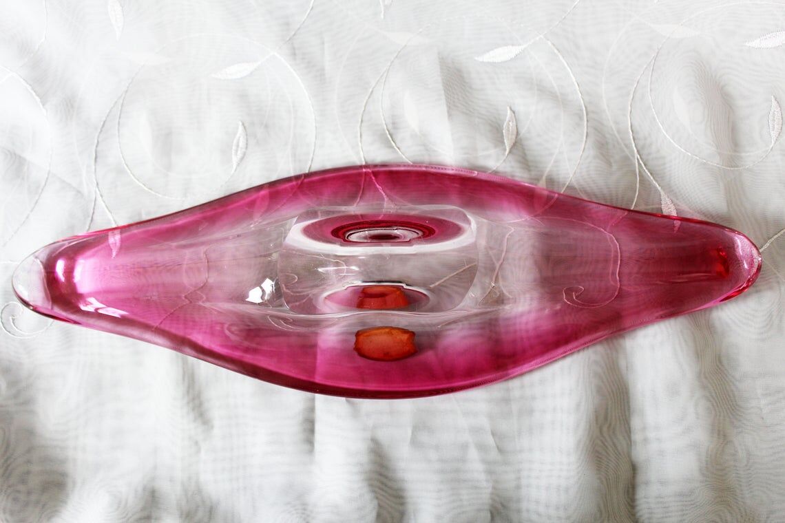 Coupe Val Saint Lambert VSL rose Belgique vide poche