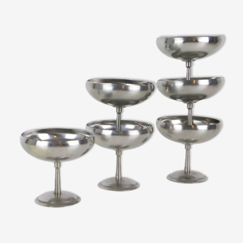 Set de 6 coupes en inox de Letang-Remy, vintage français, années 70