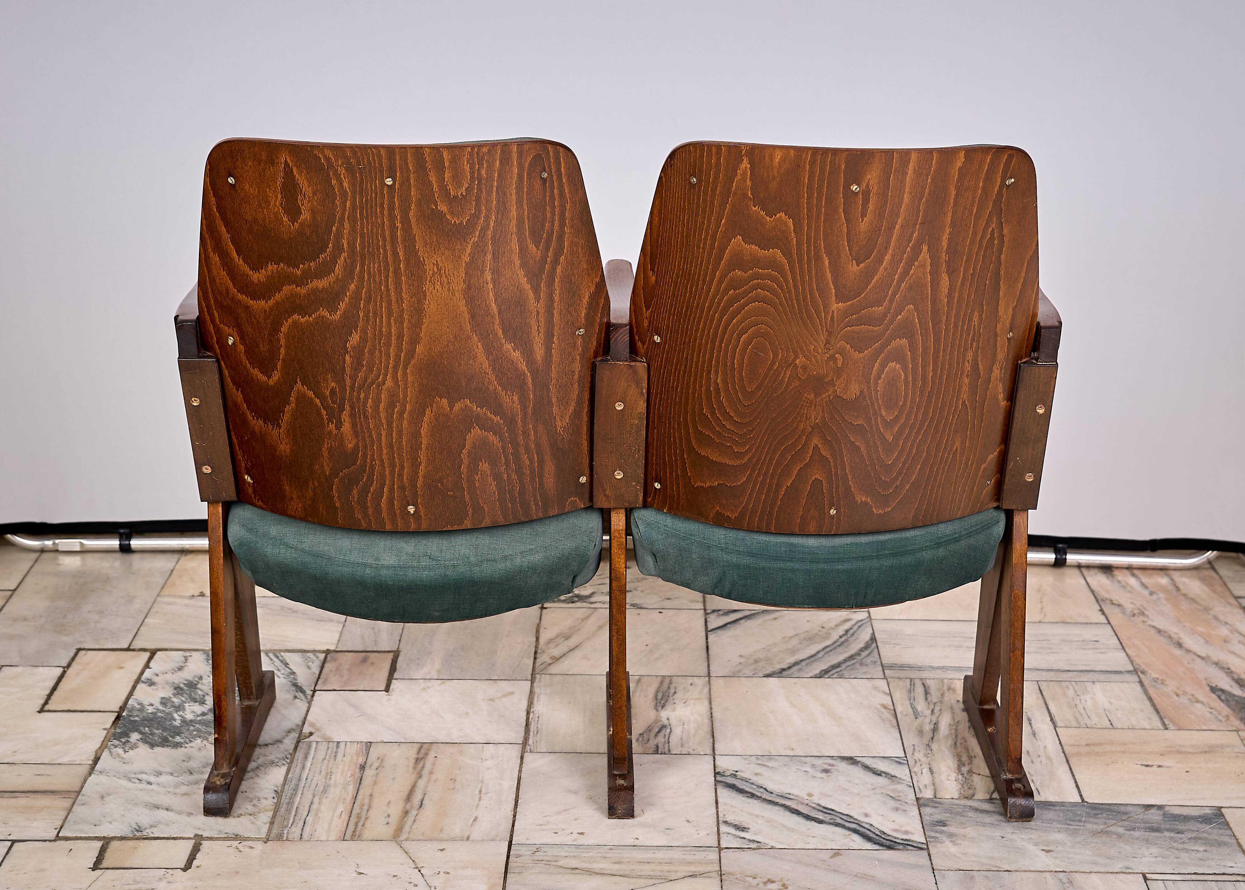 Vintage Czechoslovakian double cinema seats from the 1970s Retro Design