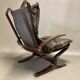 Fauteuil cuir 2 "design scandinave" 1950.