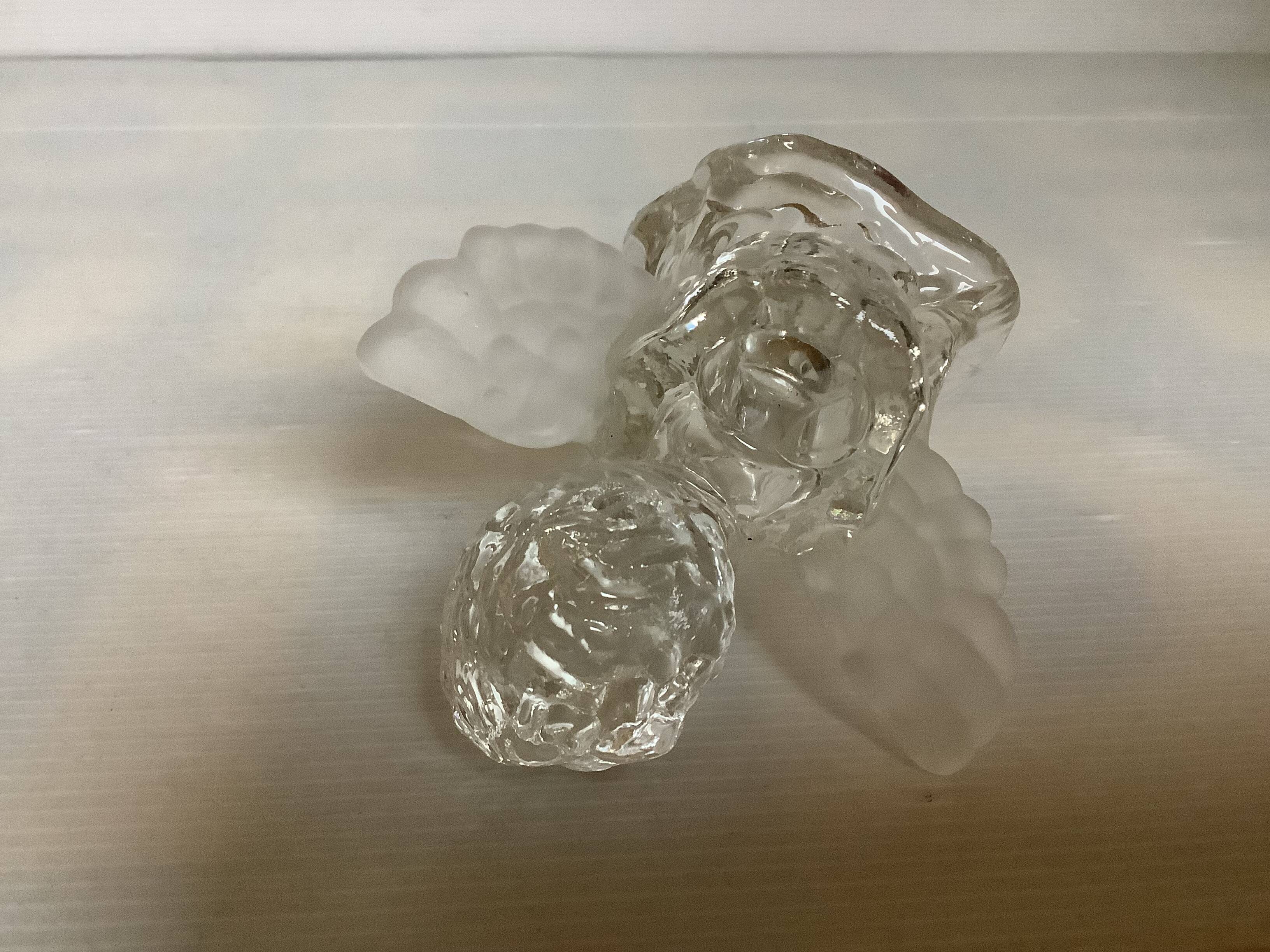 Trio of frosted molded glass angel candle holders