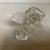 Trio of frosted molded glass angel candle holders