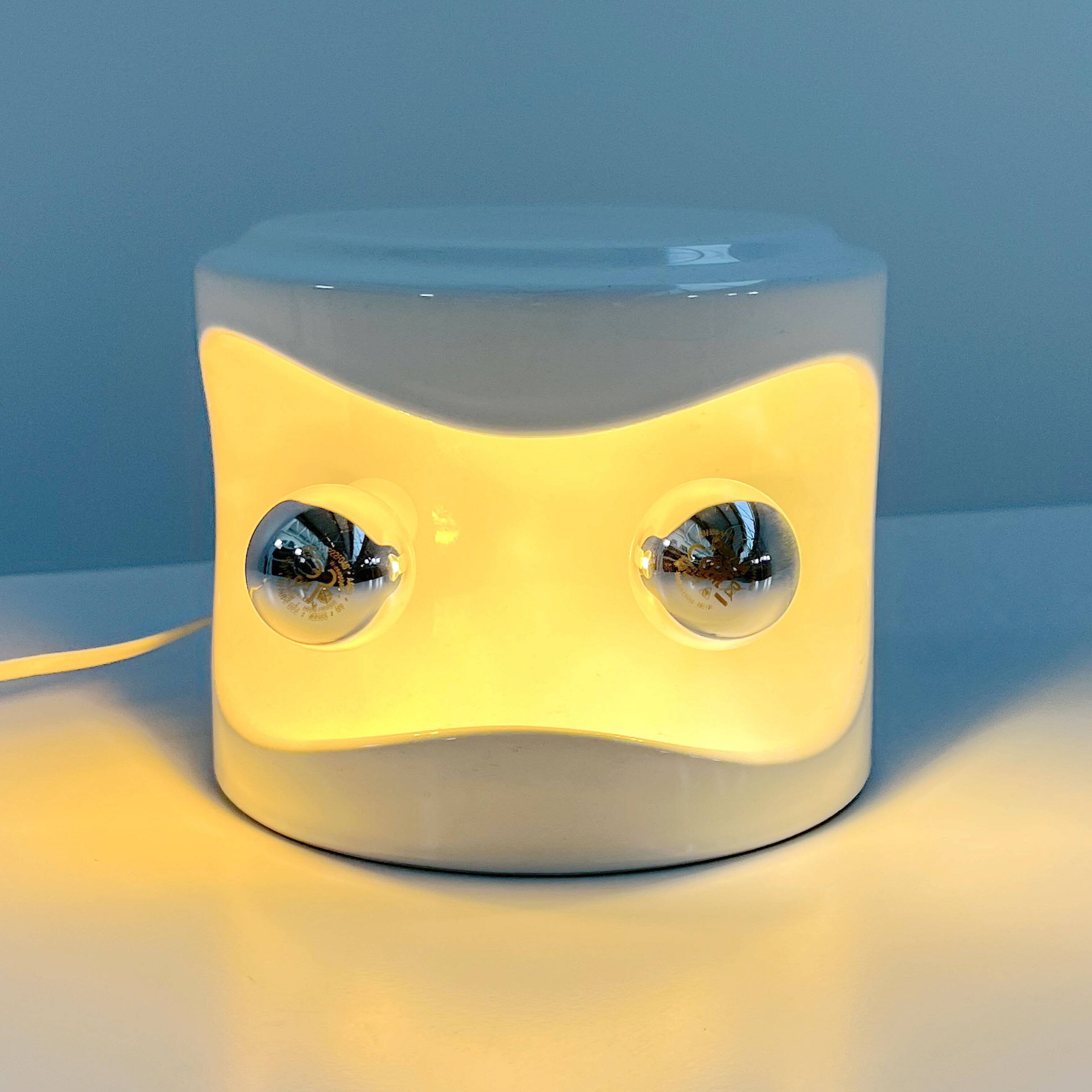 White ceramic table lamp by Perdomello 70, 1970