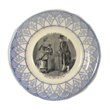 Opaque talking plate of Sarreguemines 19th century