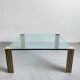 Table basse vintage en laiton Peter Ghyzcy des années 1970