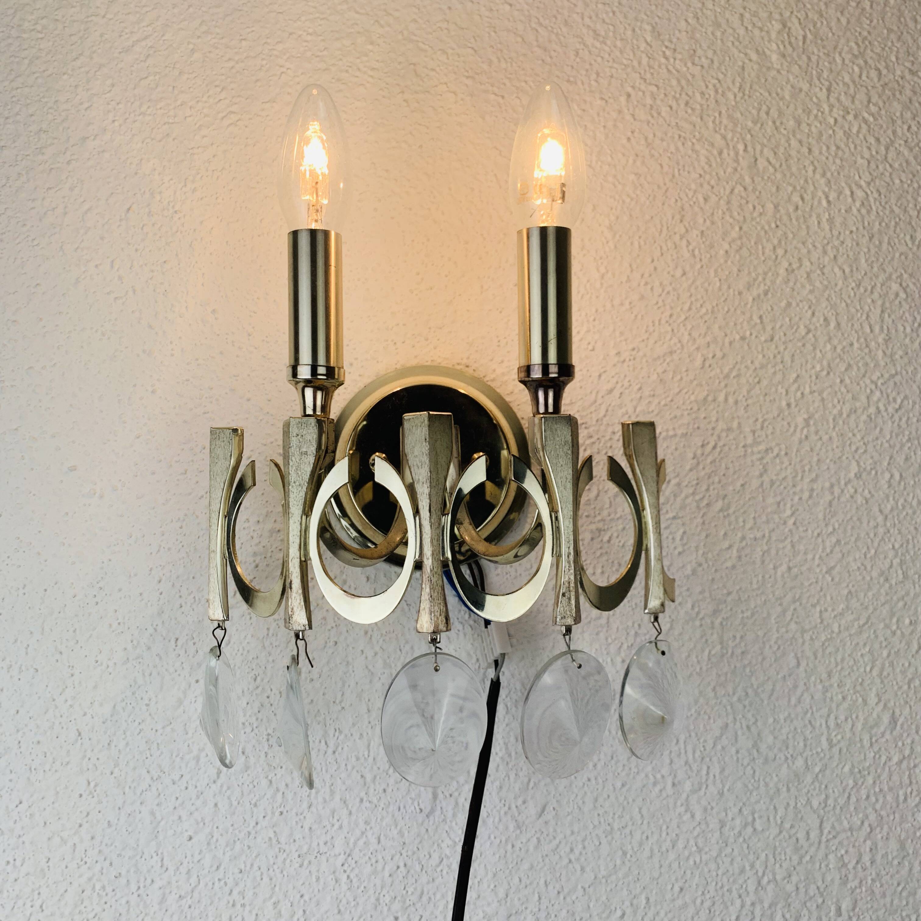 Pair of Ovali wall lights by Sciolari 70s