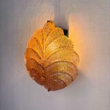 Pink frosted Murano leaf wall sconce, Italy, 1970s