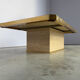 Vintage travertine and brass coffee table, 1970s