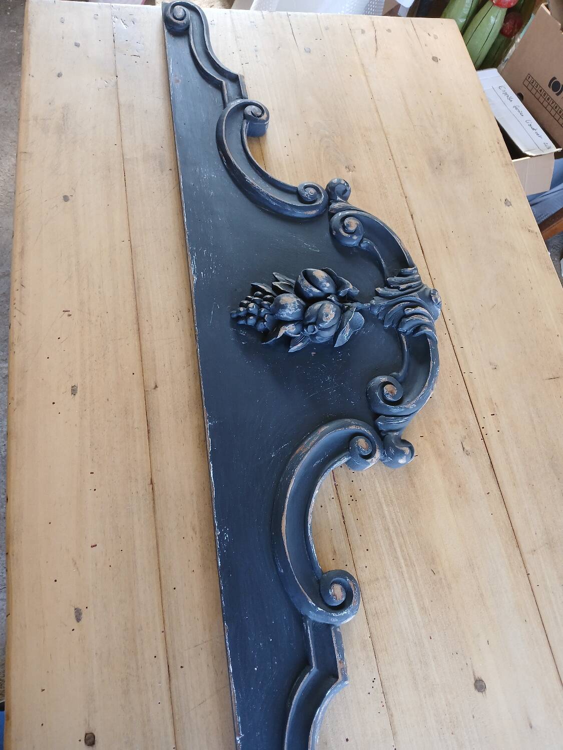 Antique carved wooden pediment