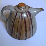 Vintage teapot in glazed stoneware multicolored stripes