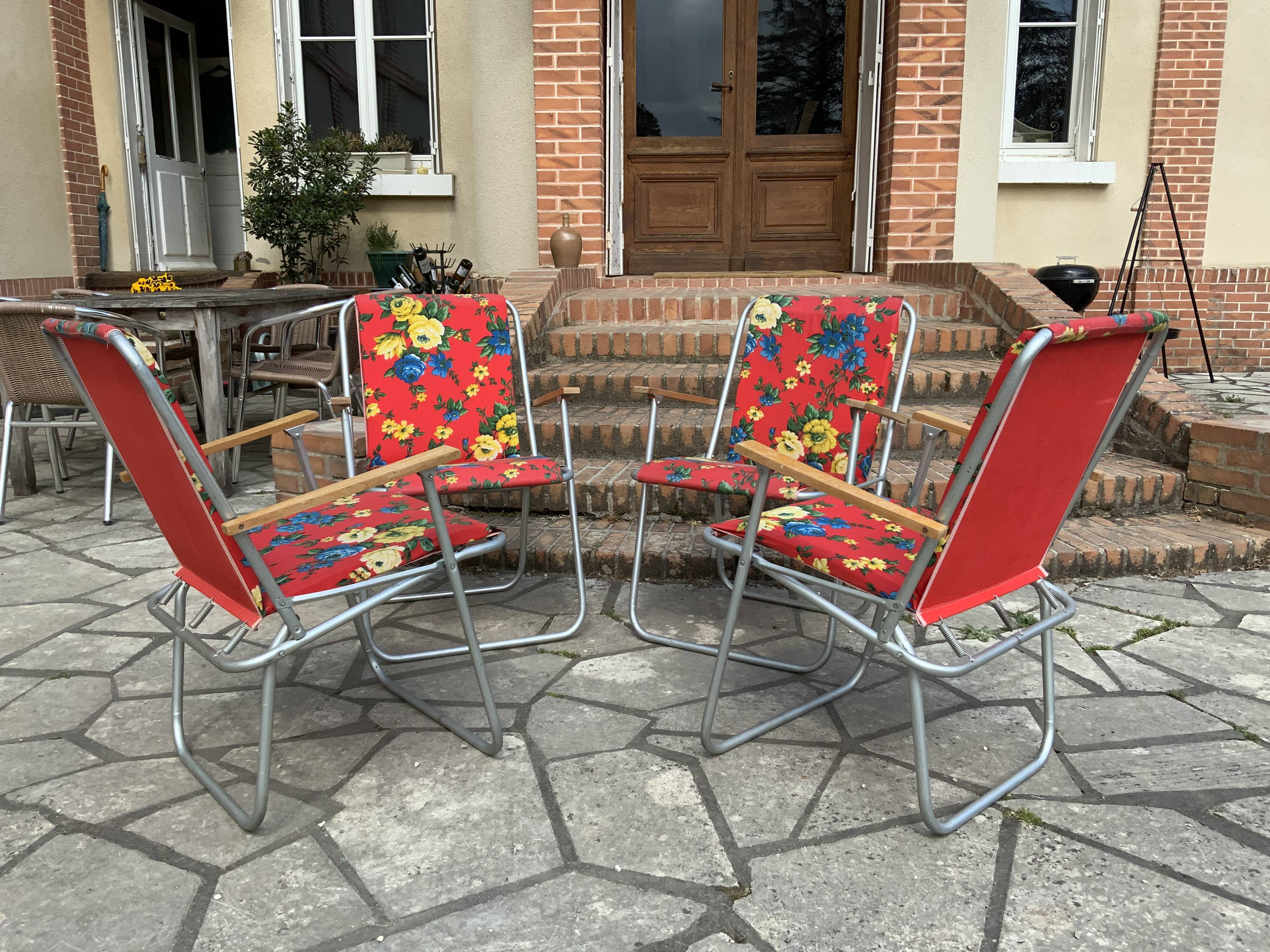 Fauteuils de jardin pliants vintage