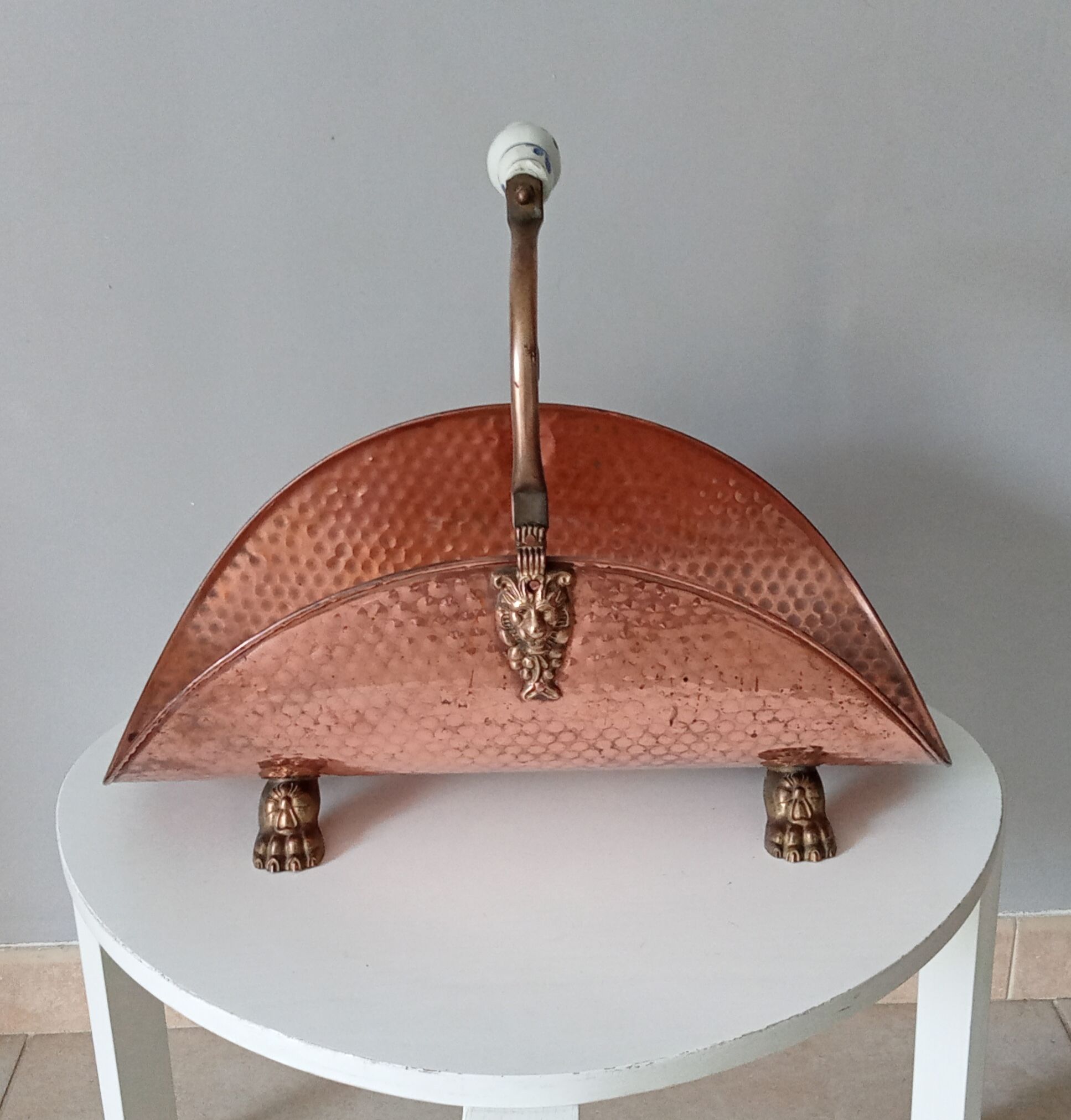 Old log holder in copper and brass