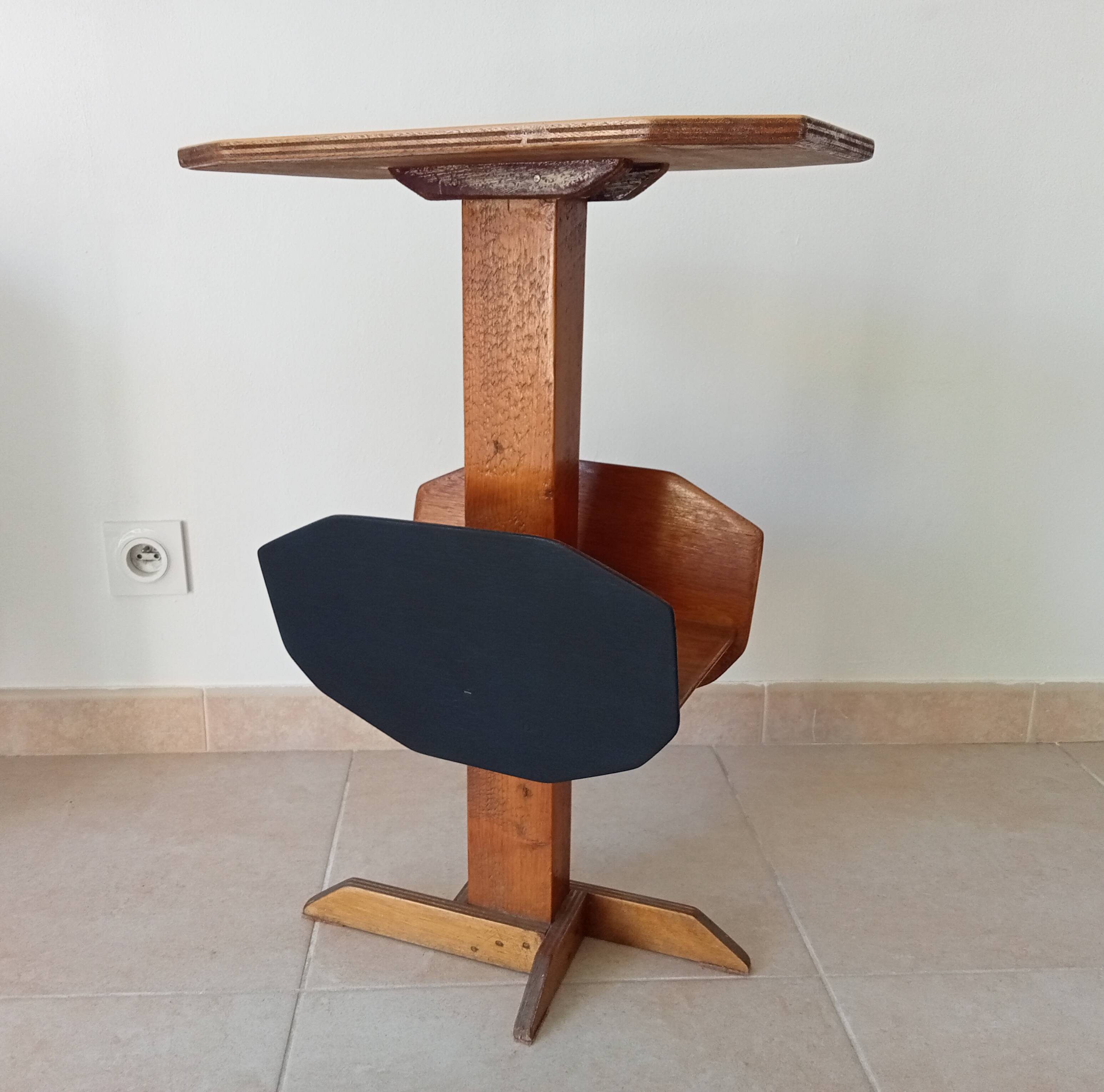 Vintage folk art magazine rack side table