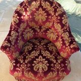 Velvet toad with backrest and firm seat in burgundy red color