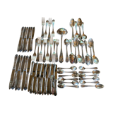 Complete silver metal cutlery housewife for 12 people