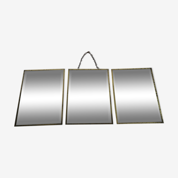 Triptych mirror with beveled edges