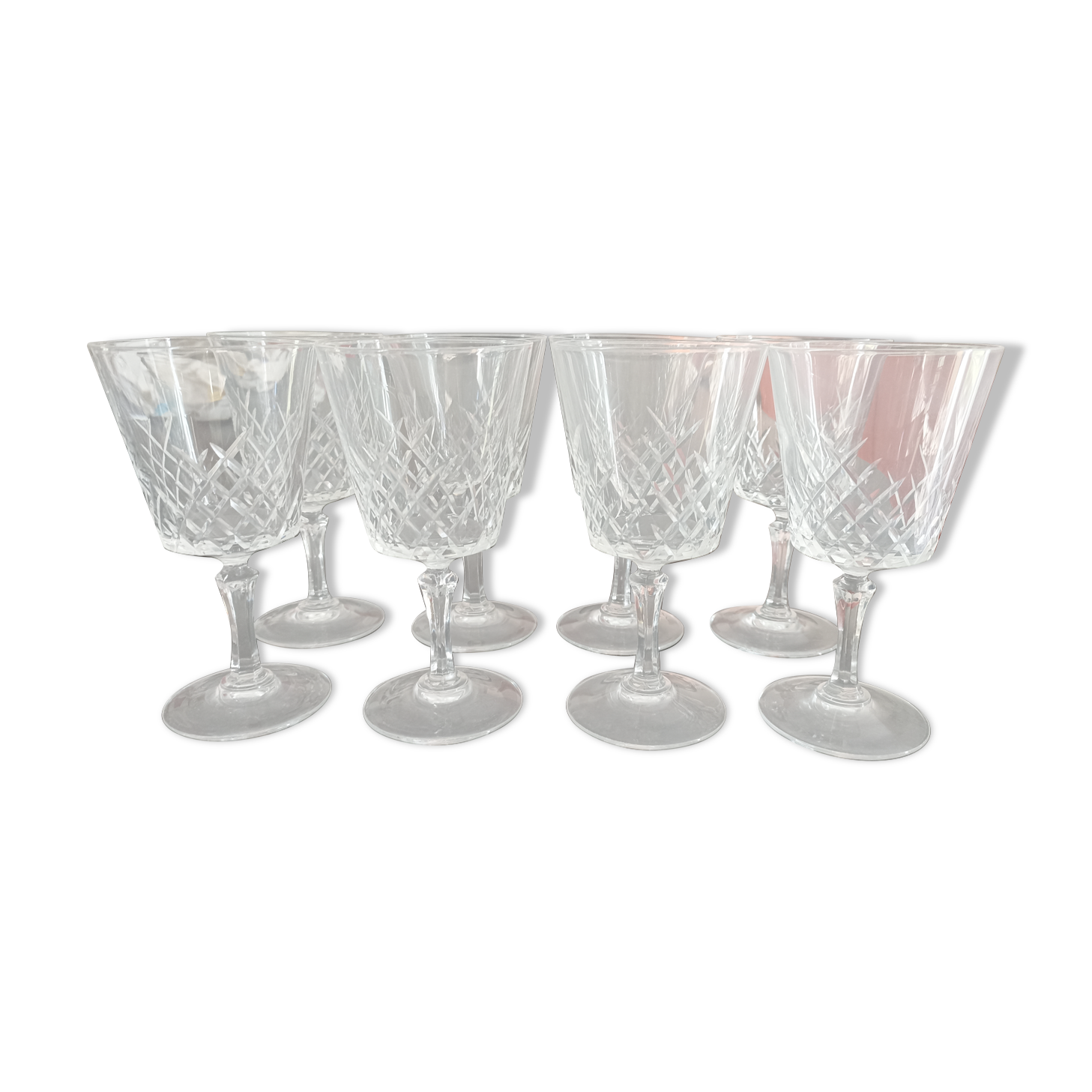 Set of 8 crystal wine glasses