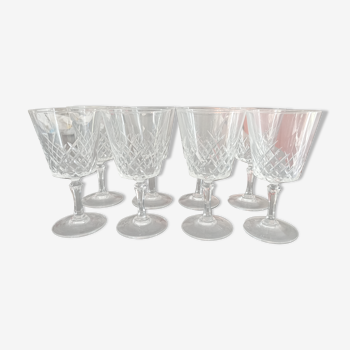 Set of 8 crystal wine glasses