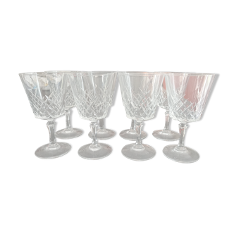 Set of 8 crystal wine glasses