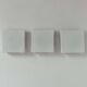Set of 3 vintage square opaline wall lights, France 1970