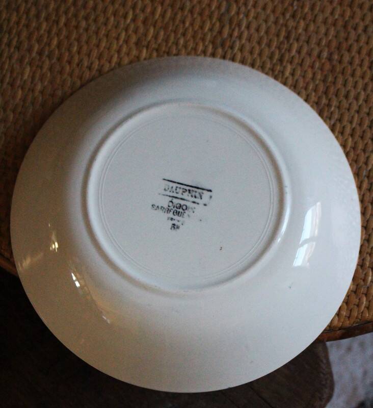 Red rose bowl art deco dolphin Digoin Sarreguemines