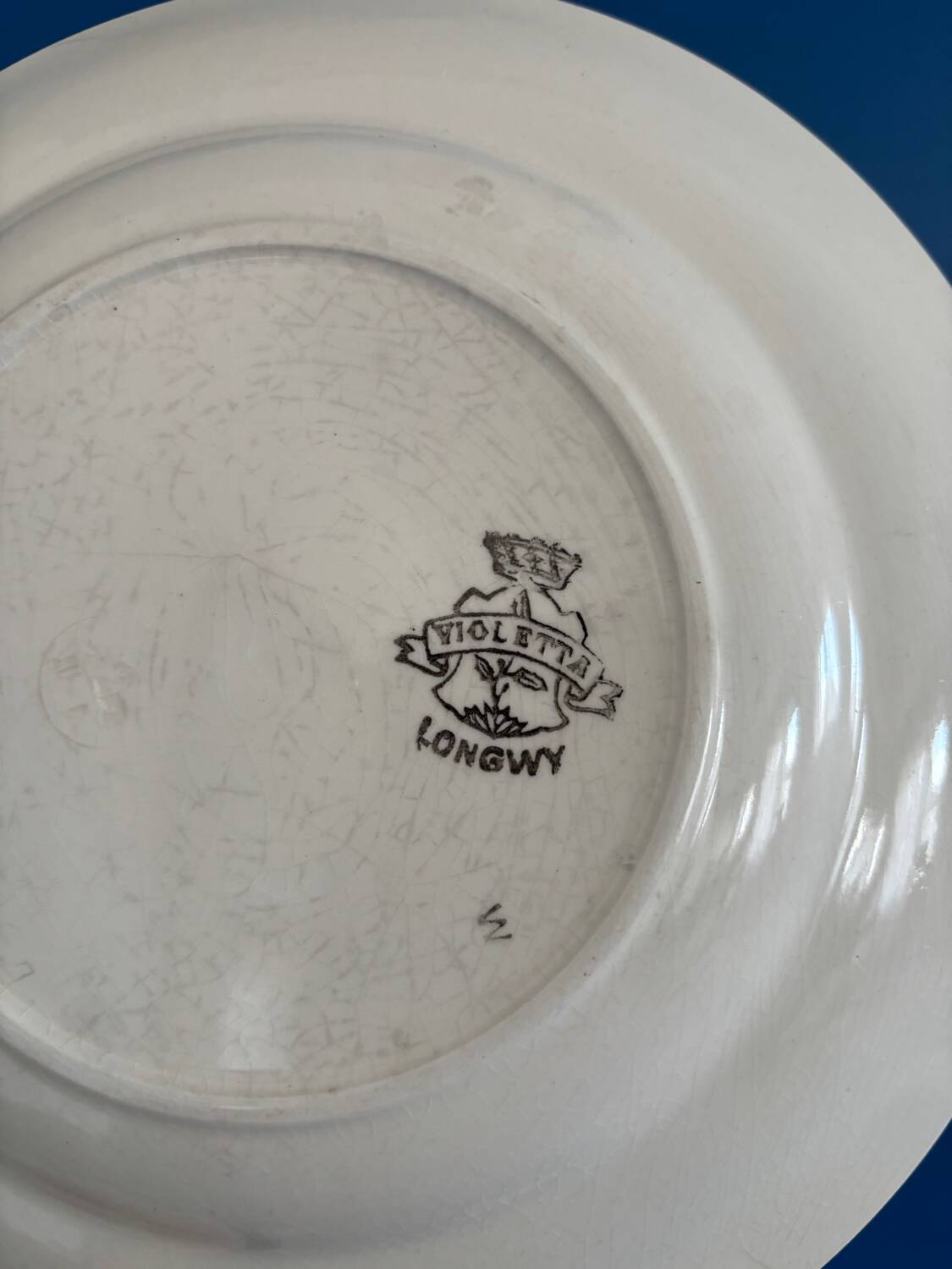 1900s Set of 6 vintage earthenware flat plates, Violetta model by Longwy