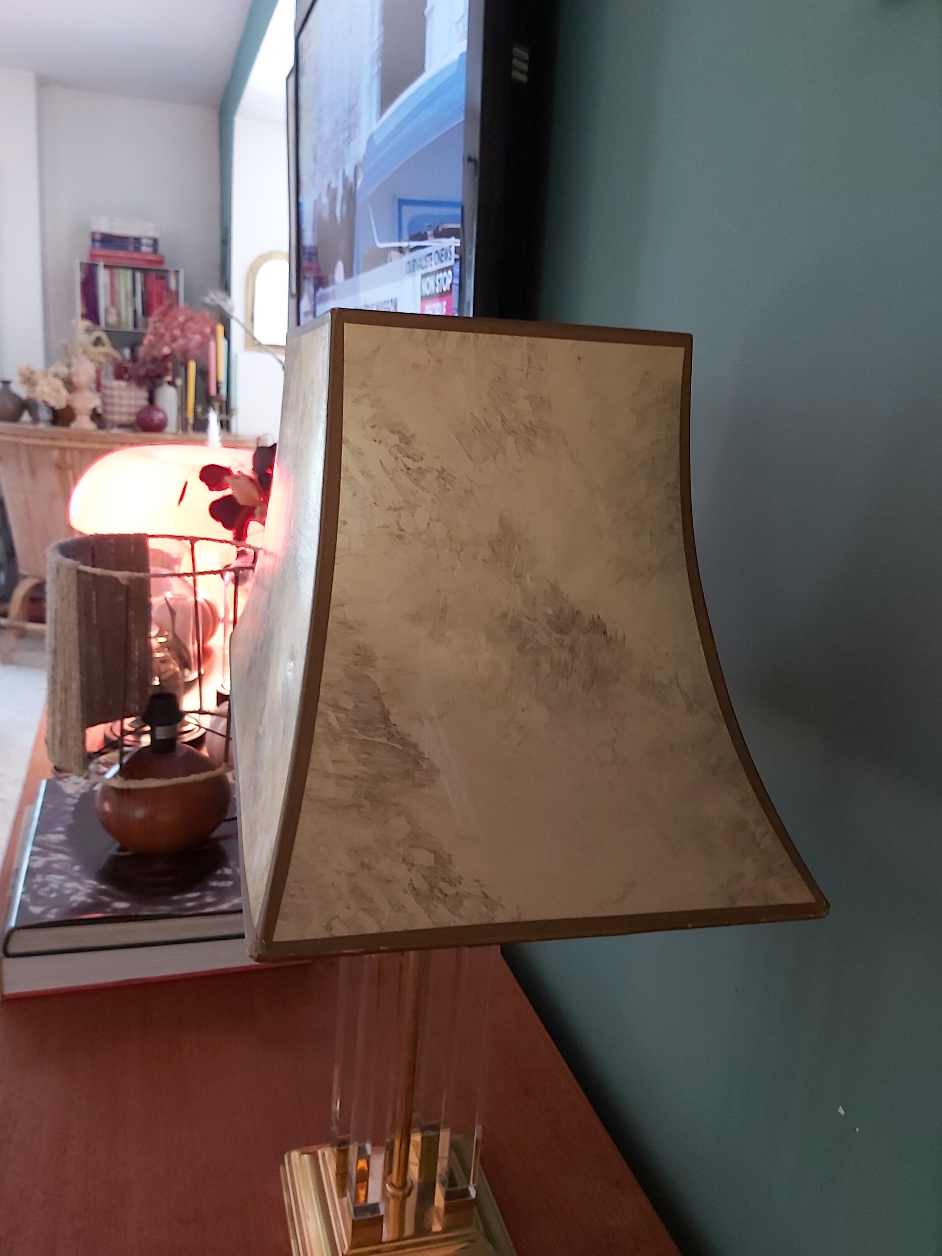 Lamp Le Dauphin in Plexiglas and brass from the 70
