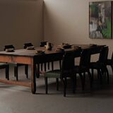 Large antique table in solid pine – France, around 1900