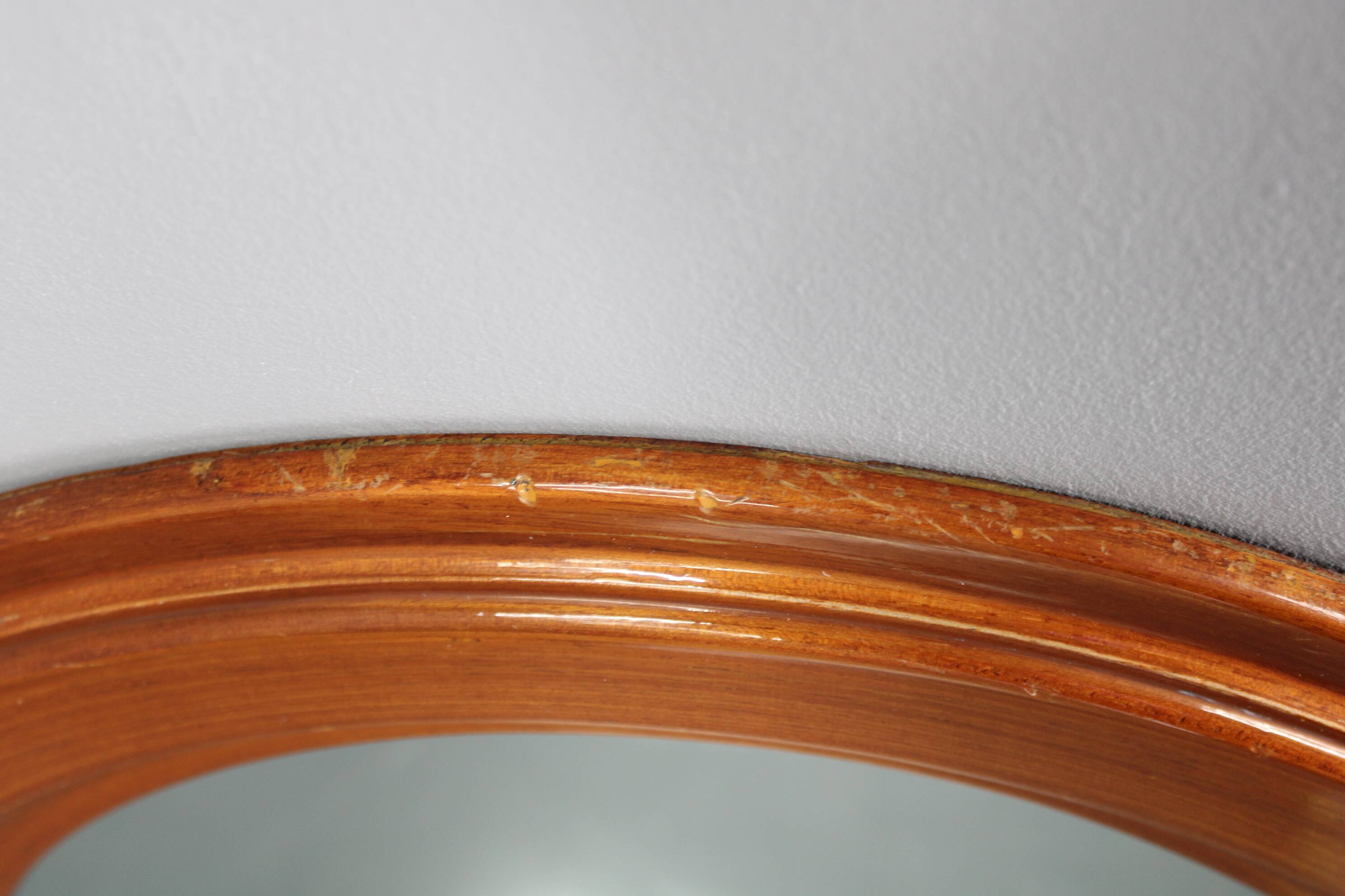 1970s Oval Wooden Mirror, Italy