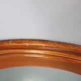 1970s Oval Wooden Mirror, Italy