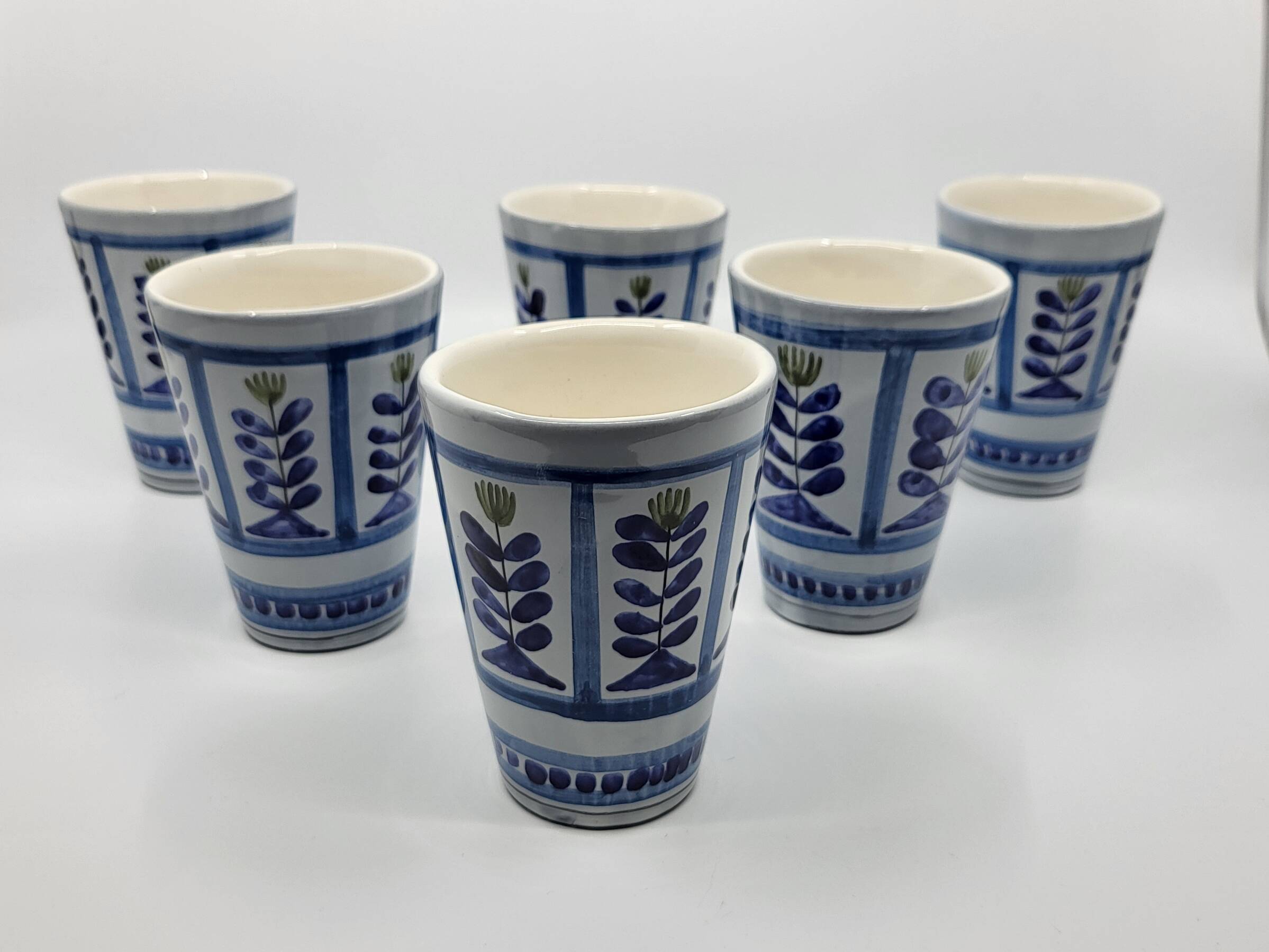 Roger Capron Ceramic Cups/Mugs (Set of 6) 1970 Vintage