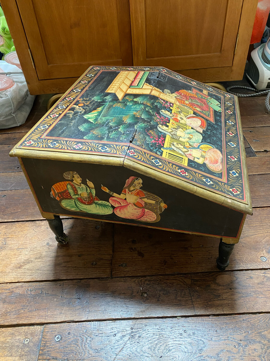 Ancient hand-painted Indian writing desk