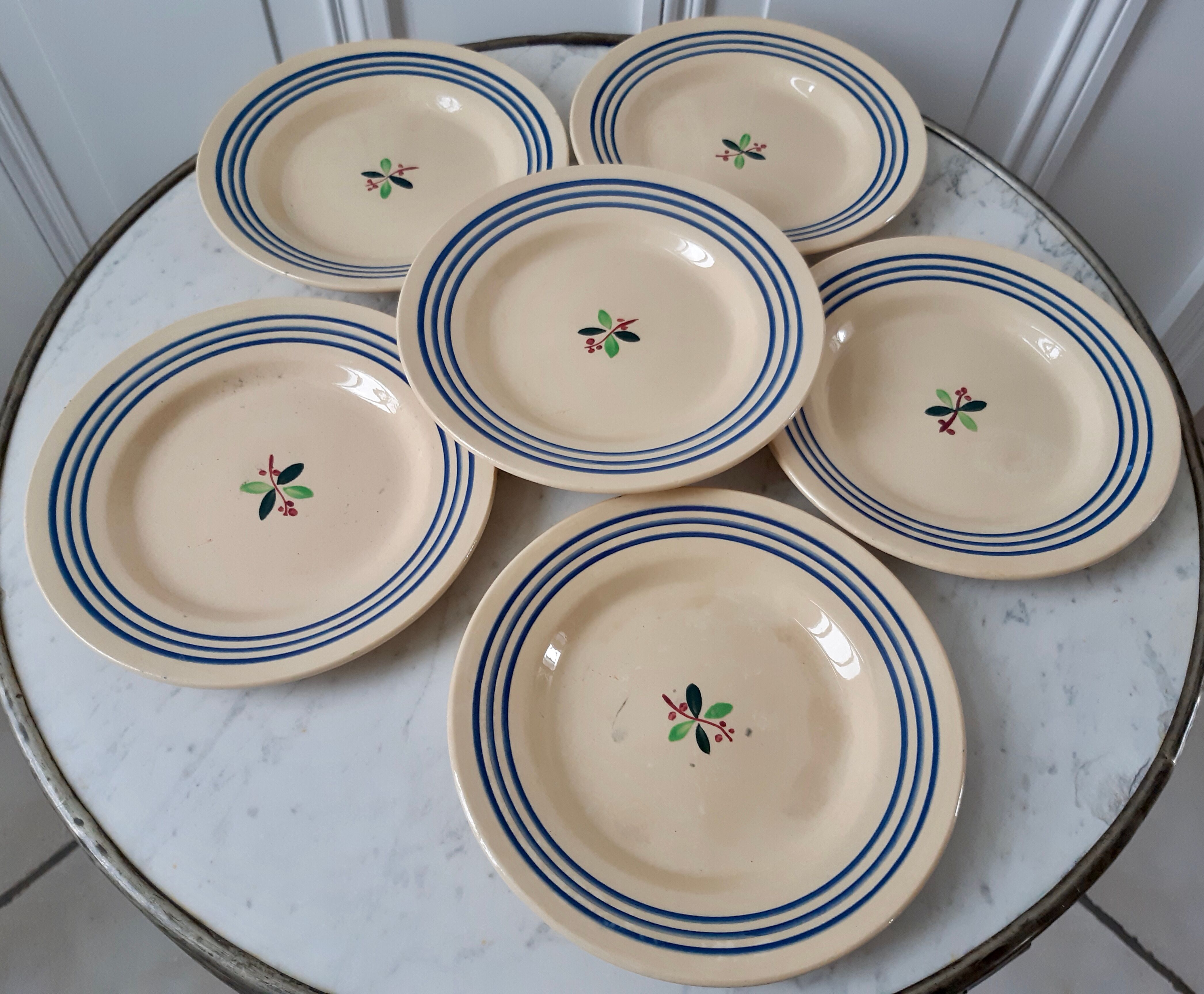 Set of 6 dessert plates Gien model Yvonne