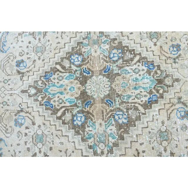 1970s Vintage Persian Handmade Wool Cotton Light Beige Area Rug