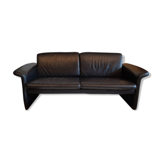 Danish black leather sofa