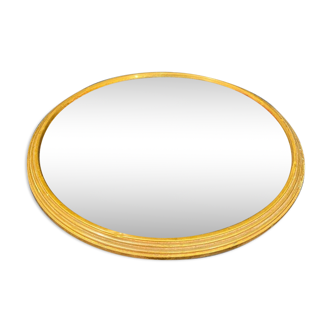 Plate center-of-table brass and old round mirror 1900