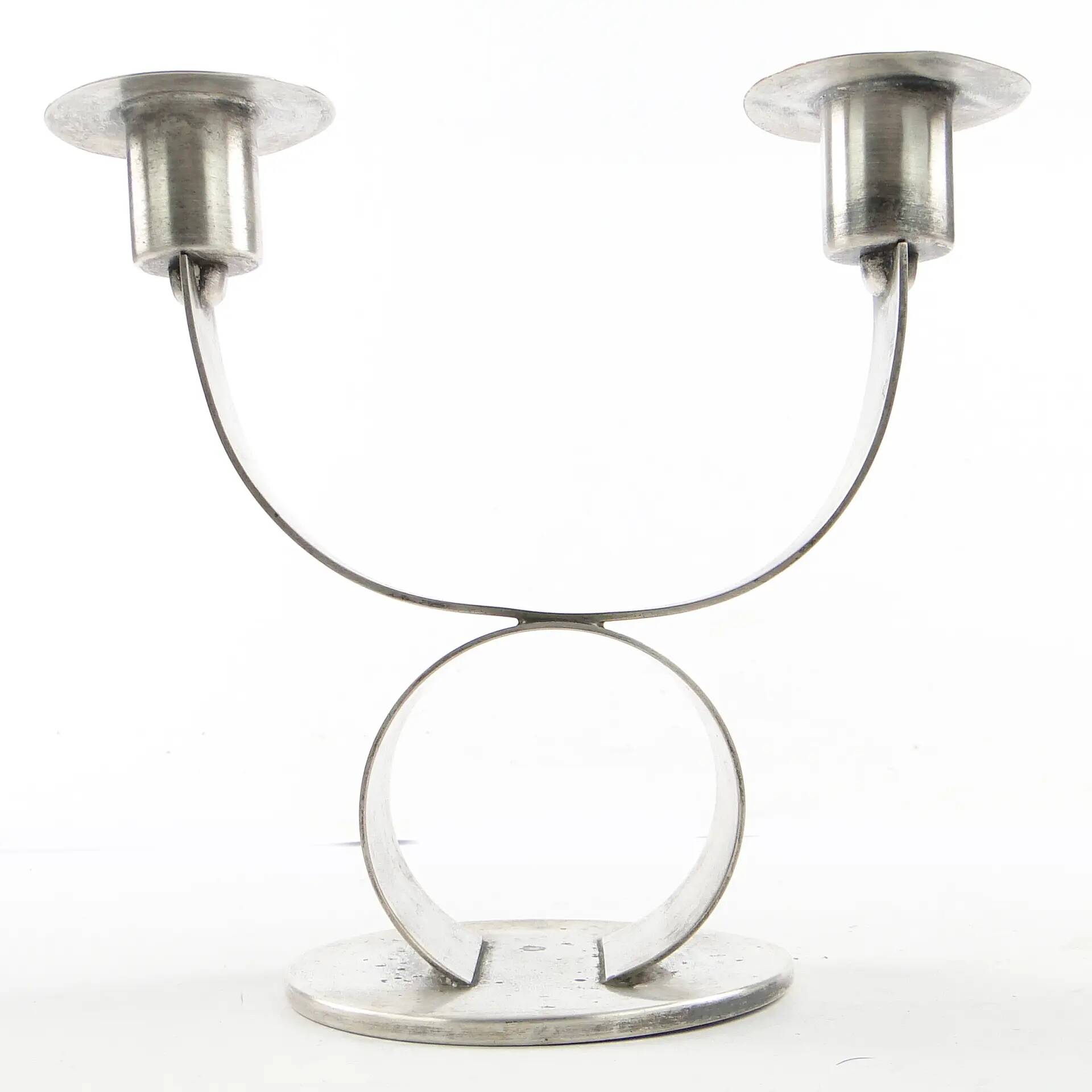 Art Deco two-arm candlestick, metal, WMF, Germany, 1930s
