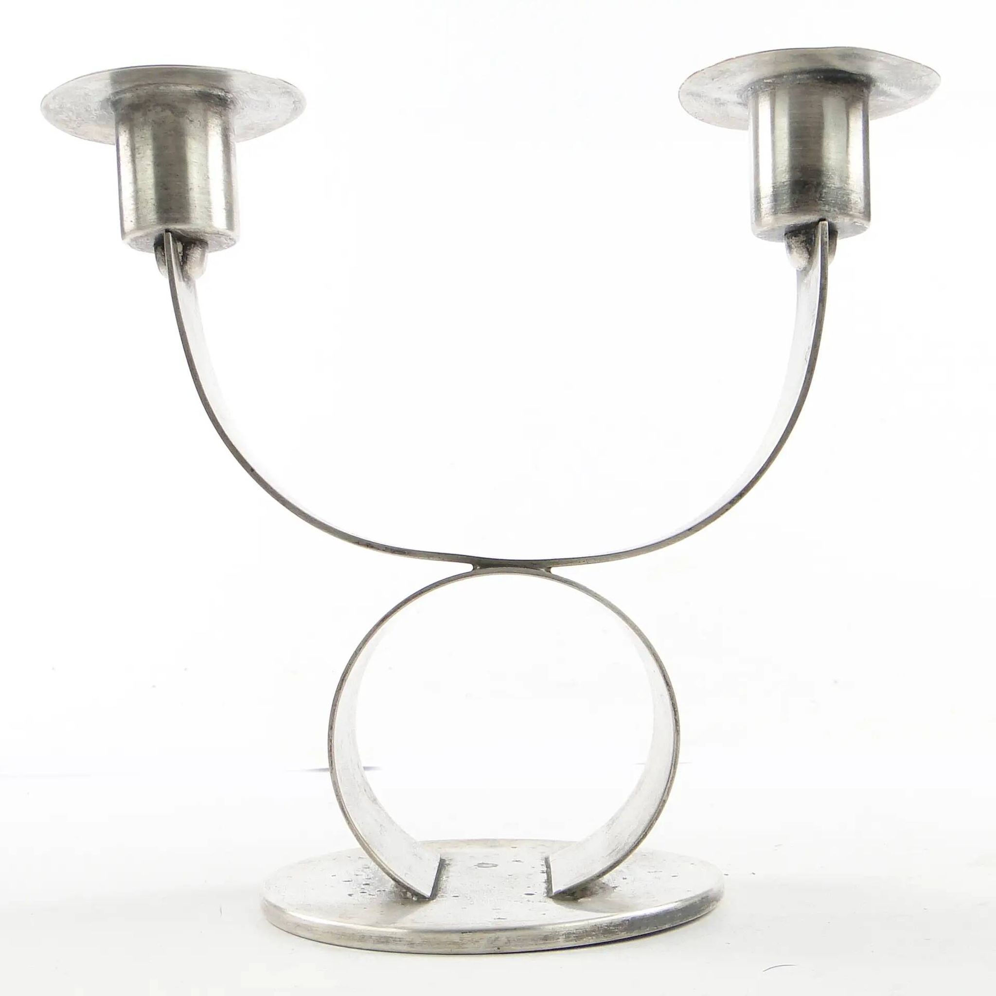 Art Deco two-arm candlestick, metal, WMF, Germany, 1930s