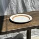 Vintage cake dish with orange and green trim D30