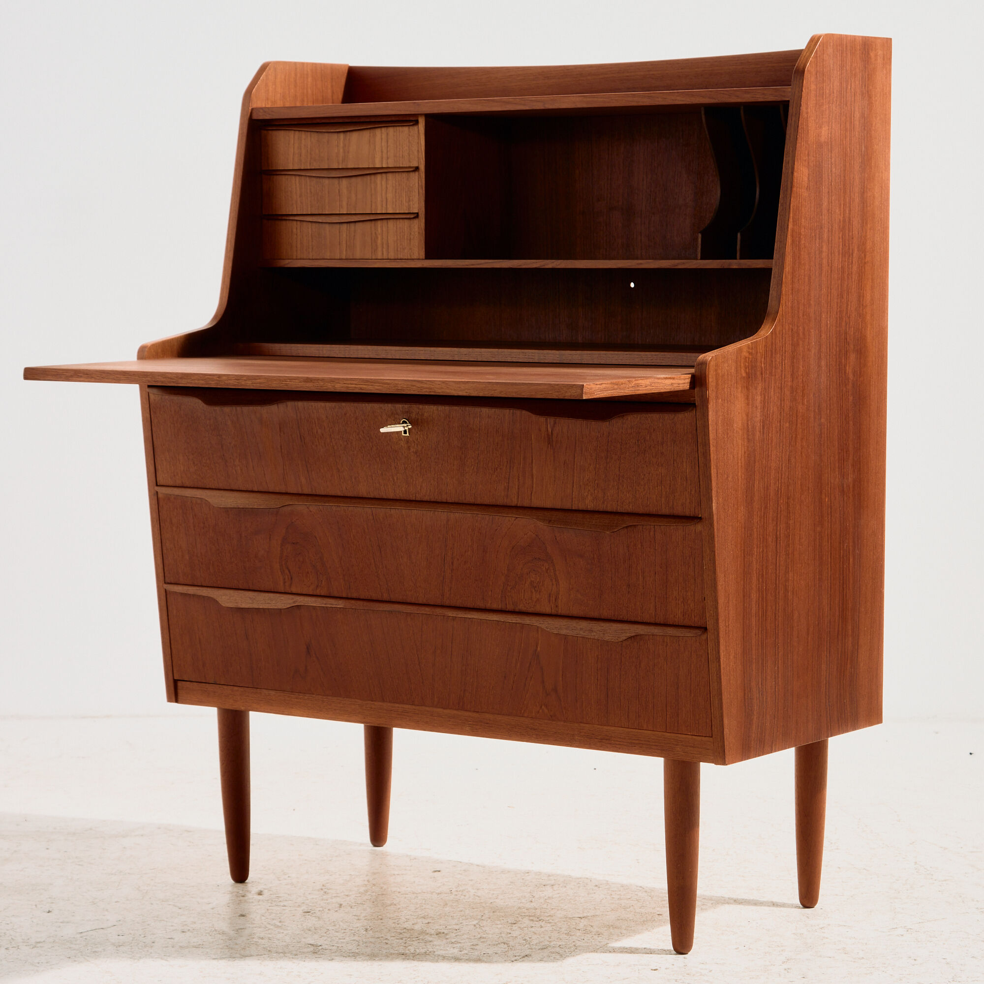 Restored teak cylinder desk
