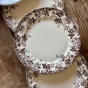 Set of 6 antique ironstone dessert plates, Alphand pattern by Sa