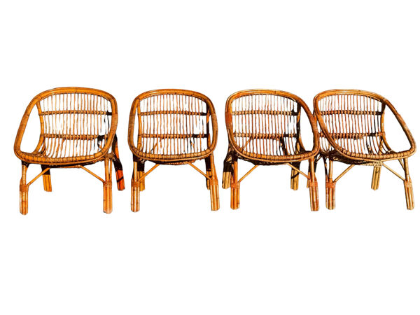 Fauteuils en Rotin des années 60 France